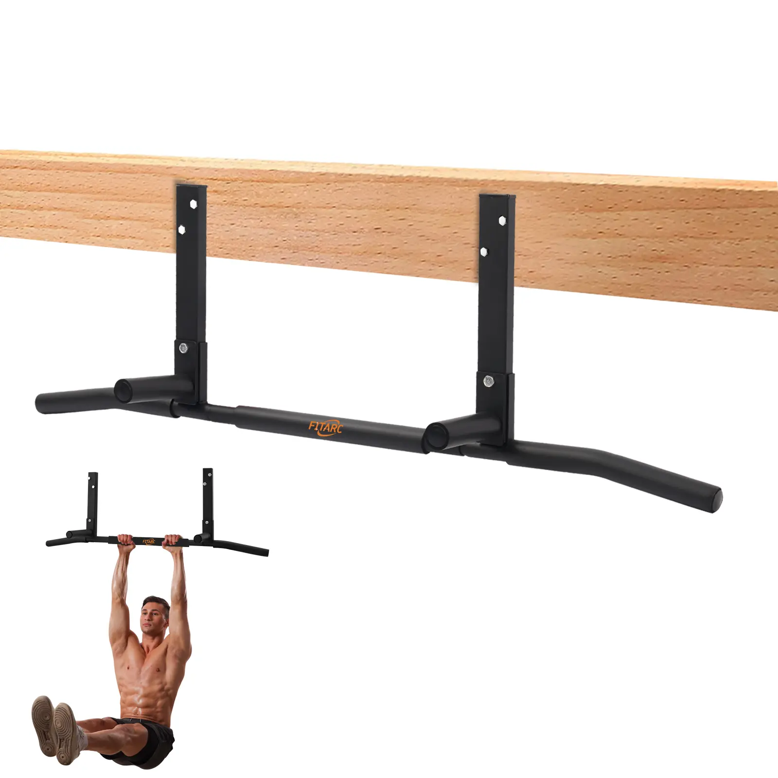 Fitarc Pull Up Bar, Sturdy Joist & Ceiling Mount Strength Training Equipment, Heavy Duty Steel with 42-inch Wide Non-Slip Flex Grips, Arm Exercise Equipment, Home Gym, Pull Up Bars