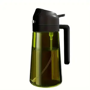 KitchenCraft 2-in-1 Oil Sprayer for Cooking 16oz/470ml Light-Blocking Dark Green Glass Olive Oil Dispenser Bottle Food-Grade Spray Bottle for Air Fryer & Kitchen Gadgets - Utensils