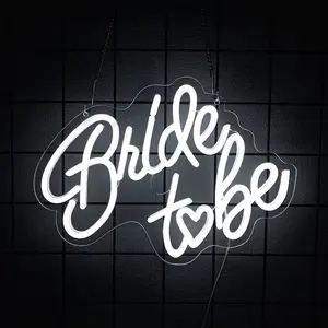 Bride to be Neon Sign, White LED Neon Light Signs USB Wedding Light Signs for Bridal Shower Bachelorette Engagement Party Backdrop