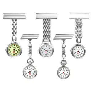 OIDEA Women's Classic Nurse & Caregivers Fob Watch, Luminous Numeric Dial, Silver Alloy Clip-On Lapel Pocket Watch