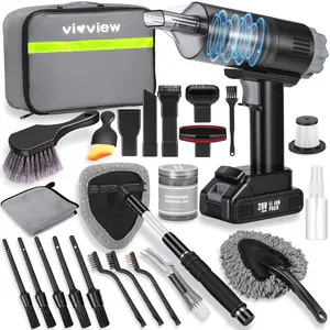 Grey Car Cleaning Kit, Interior Detailing Kit with 20000PA High Power Handheld Vacuum Cordless, Windshield Cleaner, Cleaning Gel, Professional Car Accessories for Car, Home, Office, Camping, Ideal Gifts for Men & Women