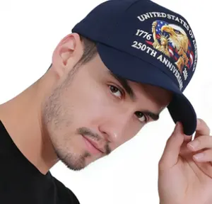 Unisex Lightweight Fitted Polyester Baseball Cap - 250th Anniversary 1776-2026 Embroidered, Bald Eagle, 50-Star & 13-Stripe Design, Heavy-Duty Patriotic Hat for History Enthusiasts & 4th of July Events, Fitted Cap