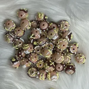 Light Brown Hand Painted Beads