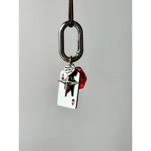 Dice & Poker Card Design Keychain - Unisex Fashion Accessory for Car Keys, Indoor Recreation