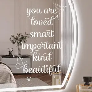 1PC/2PCS Black & White 'You Are Loved' Mirror Decal, Decorative Decal - Inspirational Vinyl Sticker, Positive Affirmation Window/Wall Decal For Bedroom, Bathroom, Vanity, Removable Waterproof Motivational Quote Decor, Home Decor