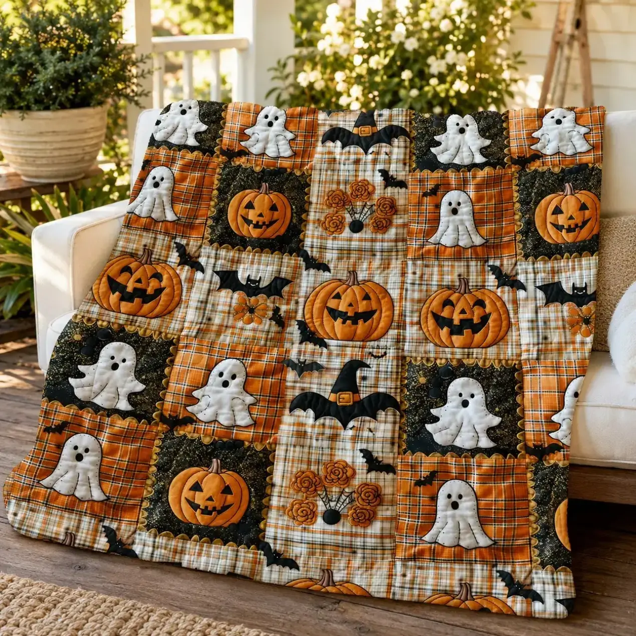 Halloween Pumpkin Ghost printing Blanket Autumn Flannel Throw Cozy Holiday Decor Perfect For Fall Season Plaid Bedding Throws Sofa Couch Adults Aesthetic Fall Room Decor Spooky Cute Microfiber Fleece Warm Gift For Friends