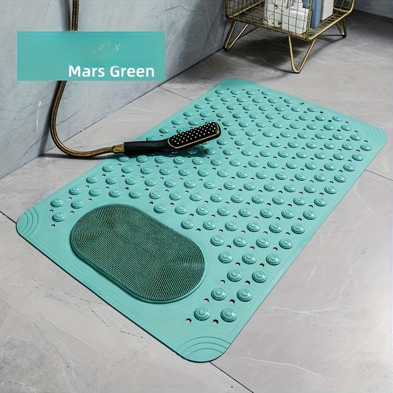1pc non-slip shower mat, bathtub mat with drain holes and suction cups, foot massage shower rug, home bathroom, bathroom necessities.