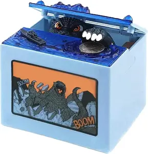 Electronic Coin Money Box Automatic Stealing Coin Monster Dinosaur ABS Plastic Piggy Bank Musical Movement Anime Decor Ornaments Decoration
