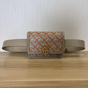 Pre-owned BURBERRY TB Monogram Print Leather Belt Bag