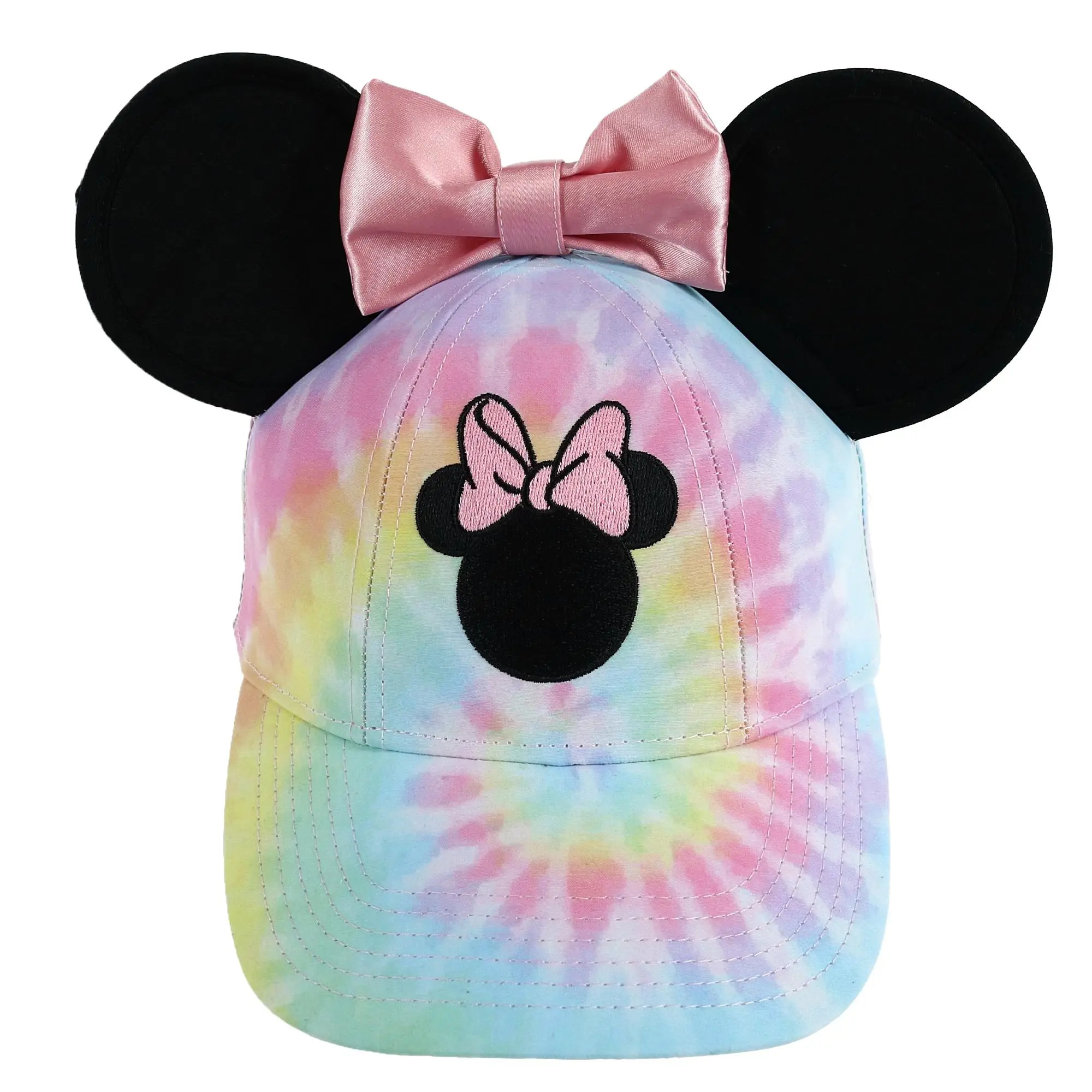 Jerry Leigh Disney Kids Tie Dye Minnie Mouse Baseball Cap with Bow and Ears, Baseball Caps, Casual Hat, 3D Ears, One Size