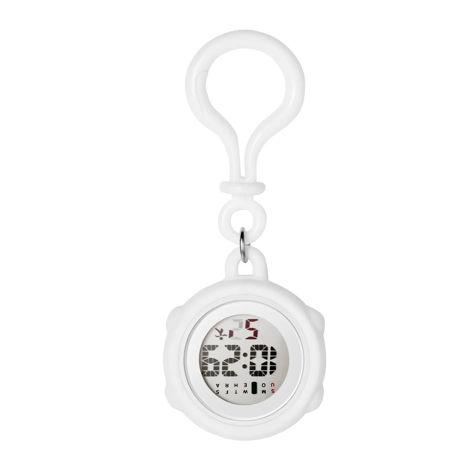 OIDEA Unisex Durable Digital Clip-On Watch - Digital Quartz Watch, Silicone Cover, Stainless Steel, Carabiner Hook/Backpack Buckle/Belt Fob Design, Multi-Use Strap, for Outdoor Activities, Doctors, Durable Watch summerwins