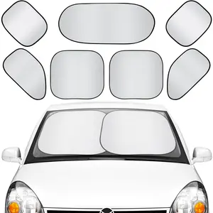 7 Pieces Car Sun Shade Medium Windshield Sunshade Set Includes 3 Front Rear Visor For  4 Side Window Uv Rays Protector With 12 Suckers Automotive Vehicle