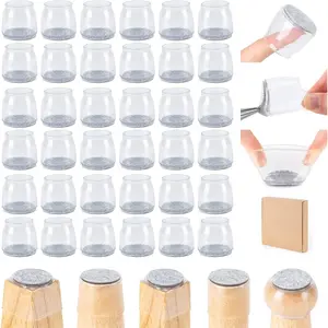 36Pcs Chair Leg Floor Protectors for Hardwood Floors, Silicone Chair Feet Caps to Protect Tile Floors, Felt Pads Furniture Leg Covers from Scratches and Noise (Clear, Large Fit: 1.3''–2'')