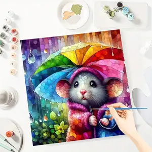 Cartoon Animal Paint by Numbers for Adult,Paint by Number Kit for Beginners,DIY Acrylic Paint Canvas Painting Kits Art ,Home Wall Decor Gift for Her, 20x20 inch(Without Frame)