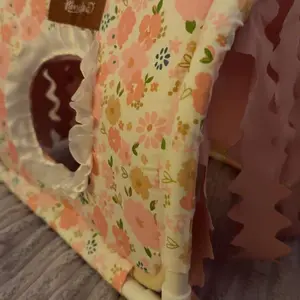 Guinea Pig Hideout Tassel Tunnel Rabbit Hideout No Bottom Guinea Pig Bed - Easy to Clean & Move - Thickened Skeleton & Breathable Bunny Beds - Small Animal Indoor Habitat for Rabbit Guinea Pig Ferret Hedgehog Hamster #GLOBAL PICKS