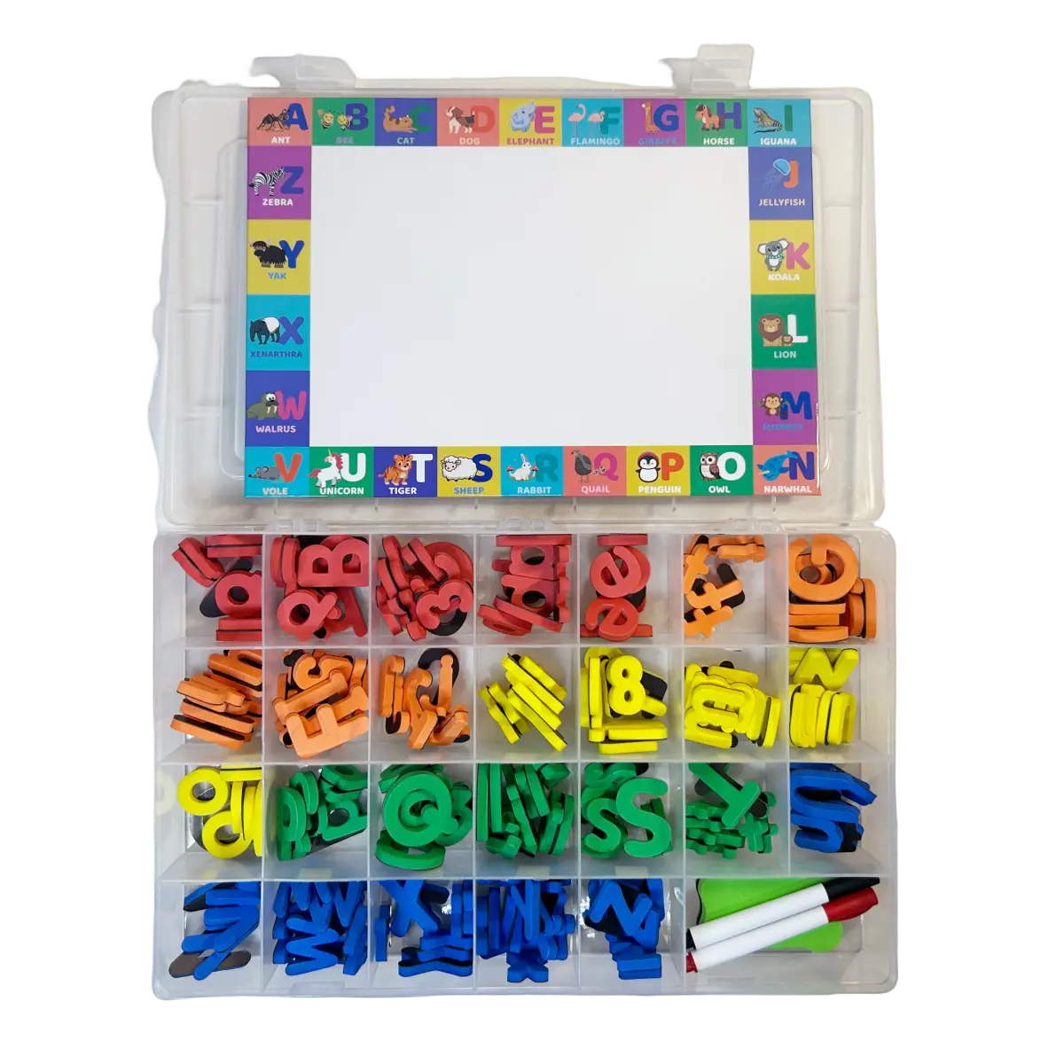 Channie’s Magnetic Letters and Numbers Set with Dry Erase Magnetic Board, 240 Pieces