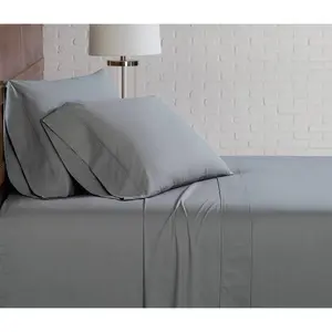 Brooklyn Loom Full Solid Cotton Percale Sheet Set Gray