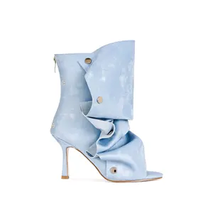BIRDSONG-DENIM PEEP TOE STILETTO BOOTIE