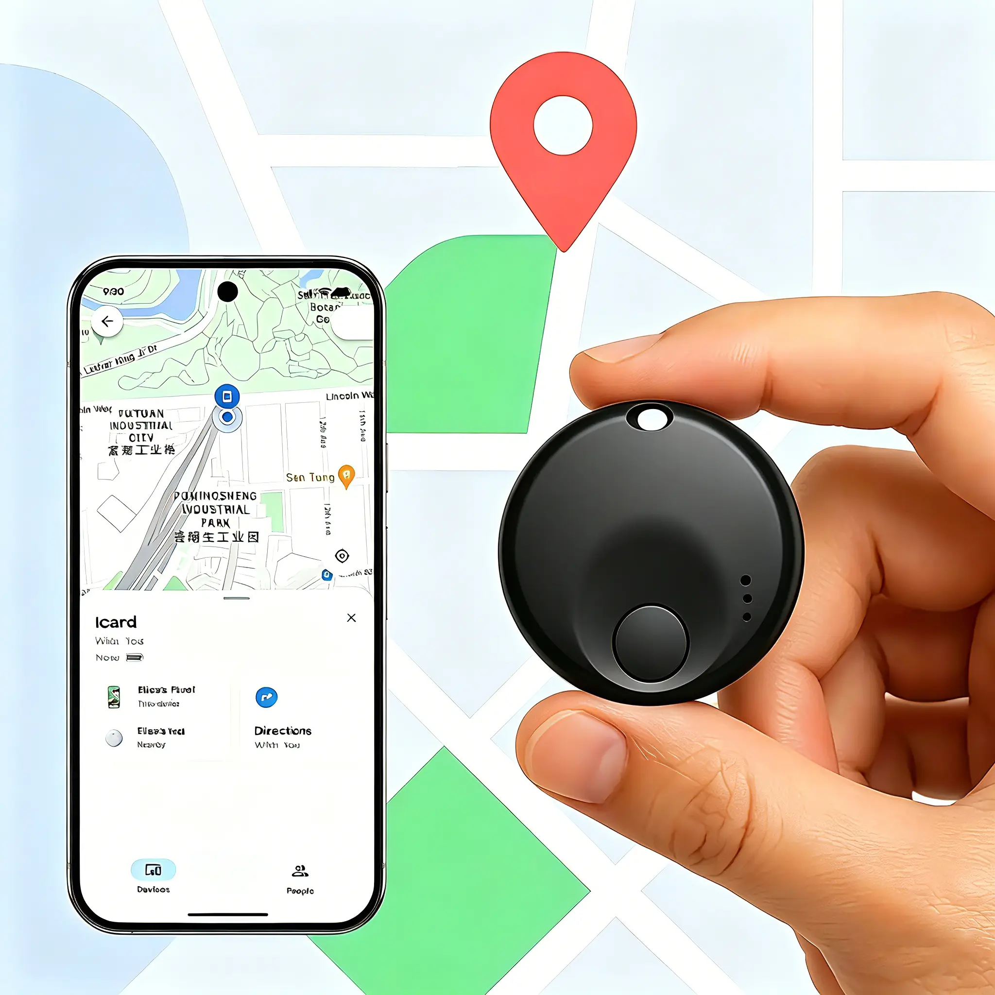 GPS Tracker Tags Compatible with iOS/Android Find Apps - Wireless Tracker for Luggage, Keys
