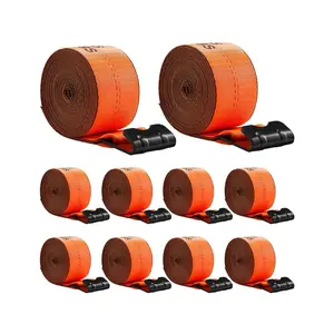 VEVOR Winch Straps, 4 in x 30 ft Truck Straps with Flat Hook, 10 Pack Heavy Duty Trailer Straps with 18000 lbs Break Strength, Cargo Tie-Down Straps, for Flatbeds, Trucks, Trailers, Farms & Rescues