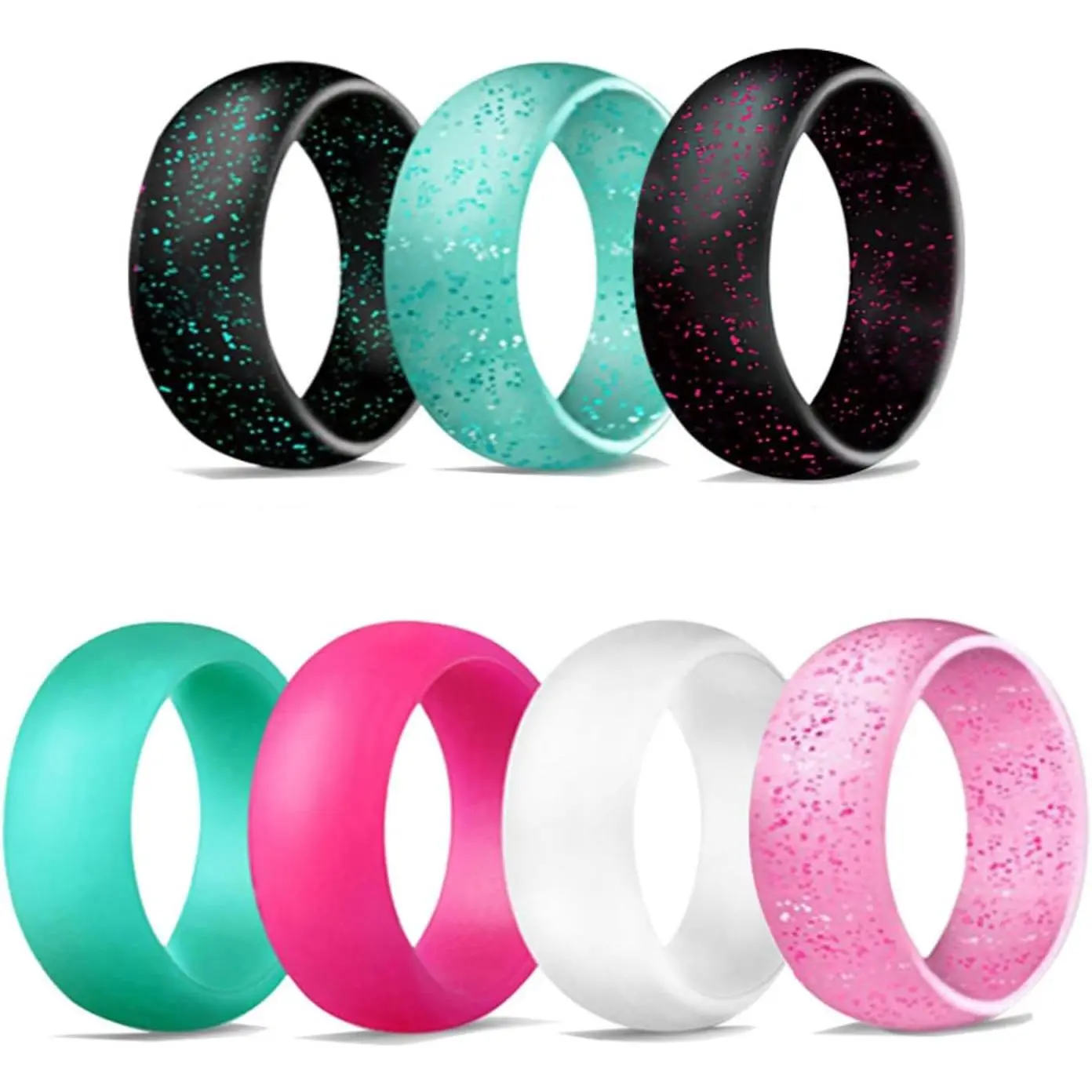 Women's Silicone Bronze Ring - 5.7mm Wide, 2mm Thick, Flexible Adjustable Expandable Fit, Comfortable Safe Wear Rubber Ring for Workout, Gifts for Her, Rubber Rings