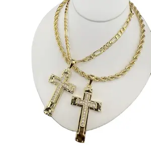 Hollow Cross Hollow with Rope or Figaro Chain 20 Inches, Durable Design for Versatile Use