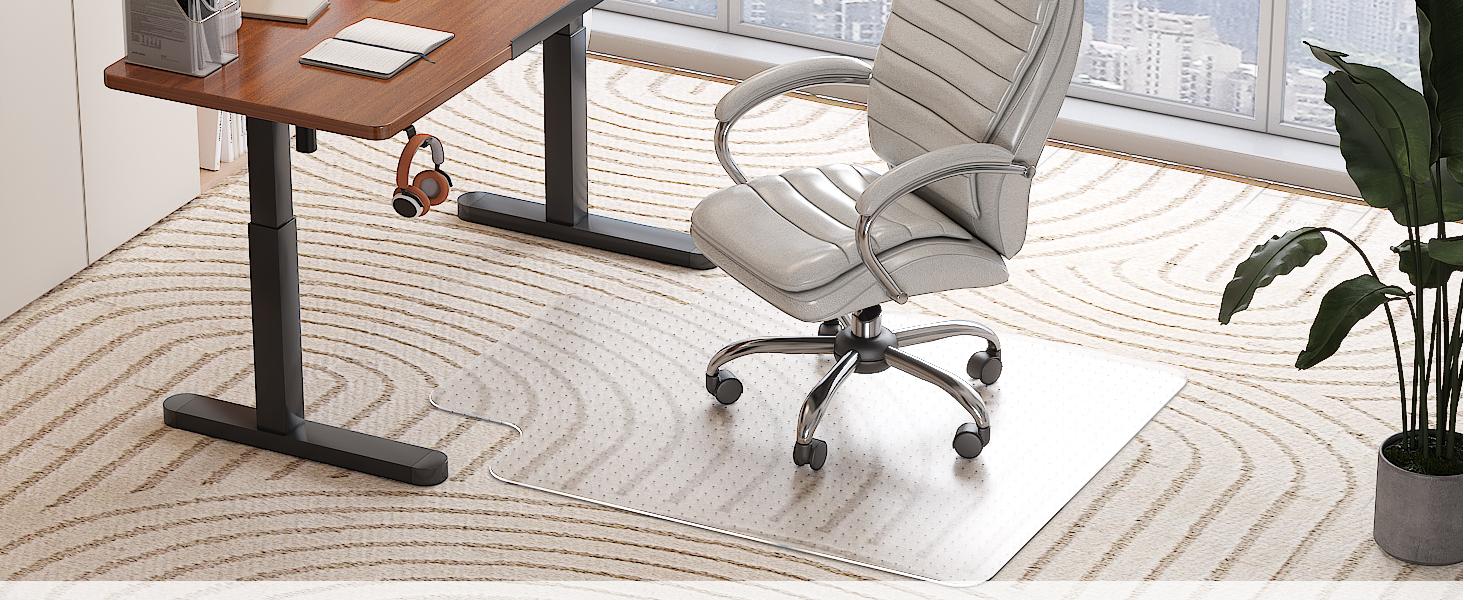 Chair Mat for Carpeted Floor with Lip,48''×36'' PVC Carpet Protector for Low Pile Carpets Heavy Duty Effective Grip Anti-Slip,Won't Crack,Easy to Clean for Office and Home