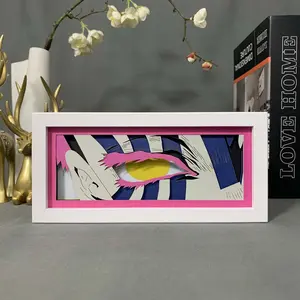 Paper Cut Anime Led Light Box Demon Slayer Akaza Infinity Castle Lightbox for Bedroom Decor Birthday Gift Table Lamps Kimetsu No Yaiba Kid Birthday Gift Living Room Bedroo Led Lighted