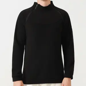 Men's Solid Color Fleece Pullover Hoodie Warm Half Zip Sweatshirt for Running Gym Outdoor Sports Workout Casual