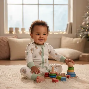 Bamboo Zippy Pajama Ski Pups Soft Eczema Friendly Double Zipper Pajamas for Babies with Convertible Footies & Mittens up to 6-9m Super Stretchy & Temperature-Regulating Matching Family Set