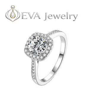 [EVA Jewelry] Square Ring 925 Sterling Silver Synthetic Moissanite Ring