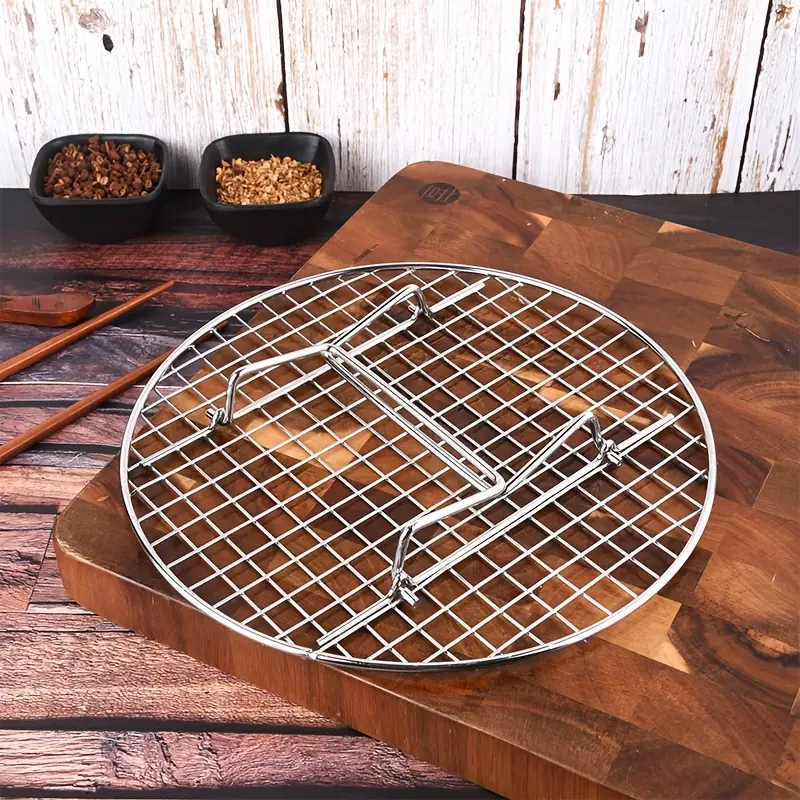 1pc Stainless Steel Folding Grill Rack, Cooling & Baking Rack, BBQ Skewer Rack, Steam Rack, Air Fryer Additions