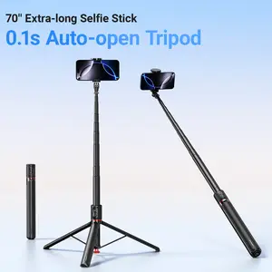 2025 Upgraded 70‘’ Selfie Stick with Auto-Open Tripod, Tripod for Phone with Magnetic Bluetooth Remote, Selfie Stick Tripod 360° Vertical & Horizontal Rotatable, Portable, Lightweight Travel Stand for Selfies Video Recording Vlog, for iPhone/Android