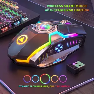 Office Gaming Wireless Mouse, Multifunctional RGB Light Gaming Mouse, Best Gift for Gamers, 2.4G Wireless Ergonomic Mouse, Rechargeable Silent Click LED Mouse,, USB Plug & Play, Portable Computer Mouse for Laptop PC Desktop Office Gaming Setup
