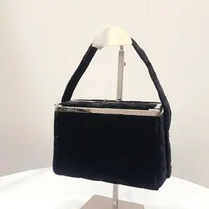 Pre-owned CHANEL Black & Silver Velvet Cosmetic Case