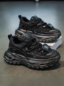 Men's Blue - Gray Distressed Retro Dad Shoes, Sports Shoes, Trendy Street Style, Leather - spliced Material, Eye - catching & Comfortable, Ideal for Daily Outfits & Street Outings