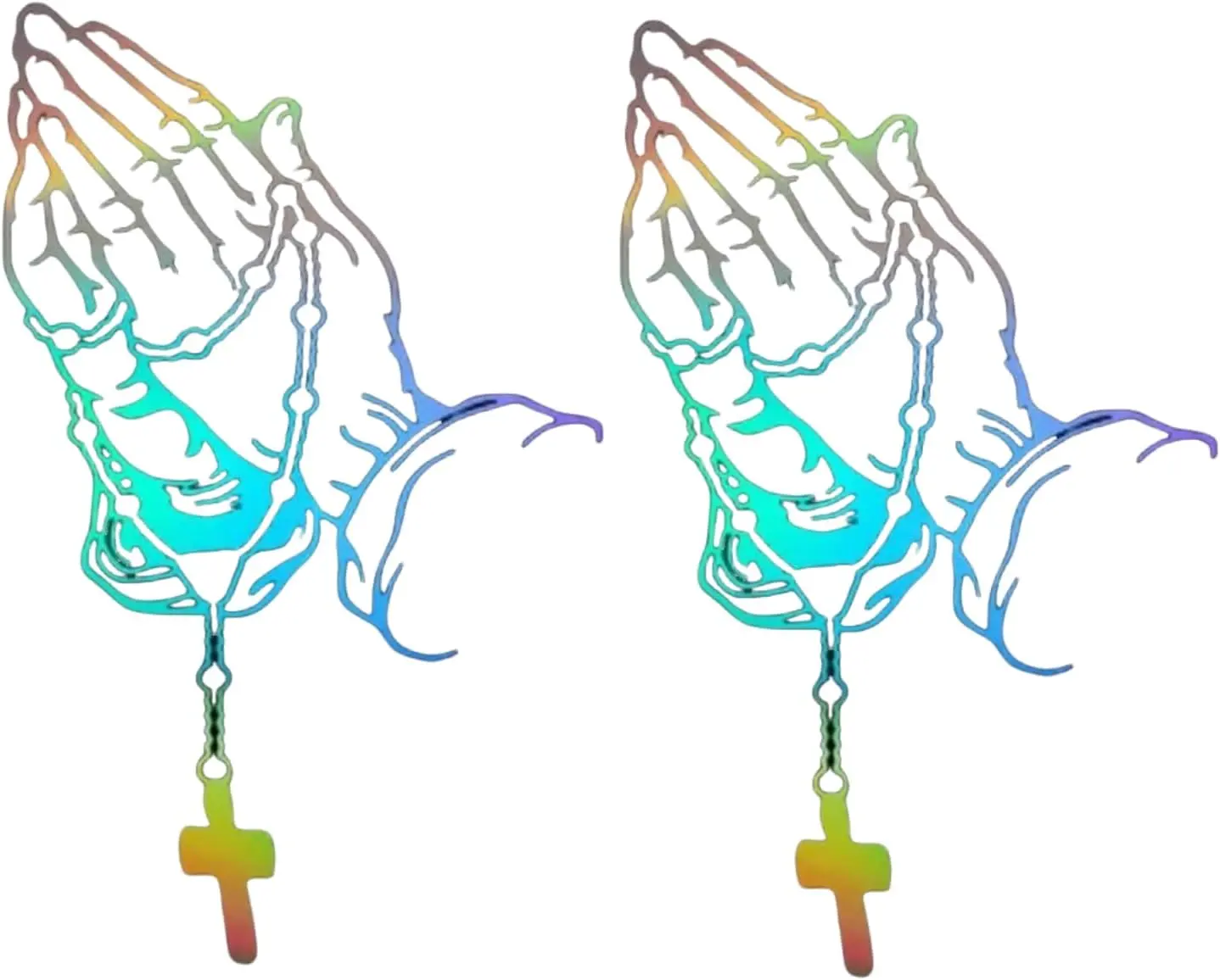 2Pcs Praying Hand Decal Sticker Religio Bumper Window Window Laptop Rosary Vinyls Sticker Car Styling Decal Praying Hand with Rosary Sticker Decal Coloured