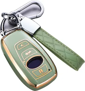 for Subaru Forester Outback Key Fob Cover with Keychain, for Forester Outback BRZ Legacy CrossTrek Premium Soft TPU 360 Degree Protection Key Case Remote Key Holder (Size B-Green)