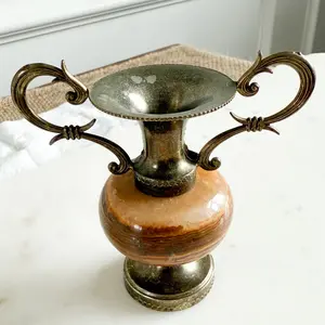 Duncan Antique Jasper Brass Double Handle Mini Stem Vase