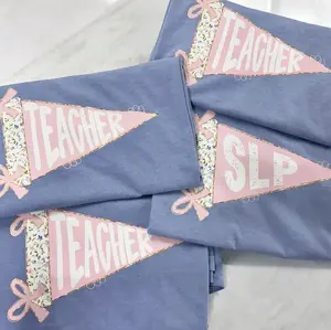 Back to School Shirt, Teacher Shirt, Grand Millennial Shirt, Pink Floral Pennant Back to School Shirt, SLP shirt, Matching Youth and Adult Shirt