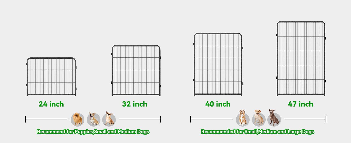 Dog Playpen Outdoor Extra Wide 12 Piece Panels Heavy Duty Anti-Rust Coating-Strengthened Dog Fence 40" Height with Doors Portable for RV Camping Yard, Total 32FT, 79 Sq.ft, Snowy Black PS781