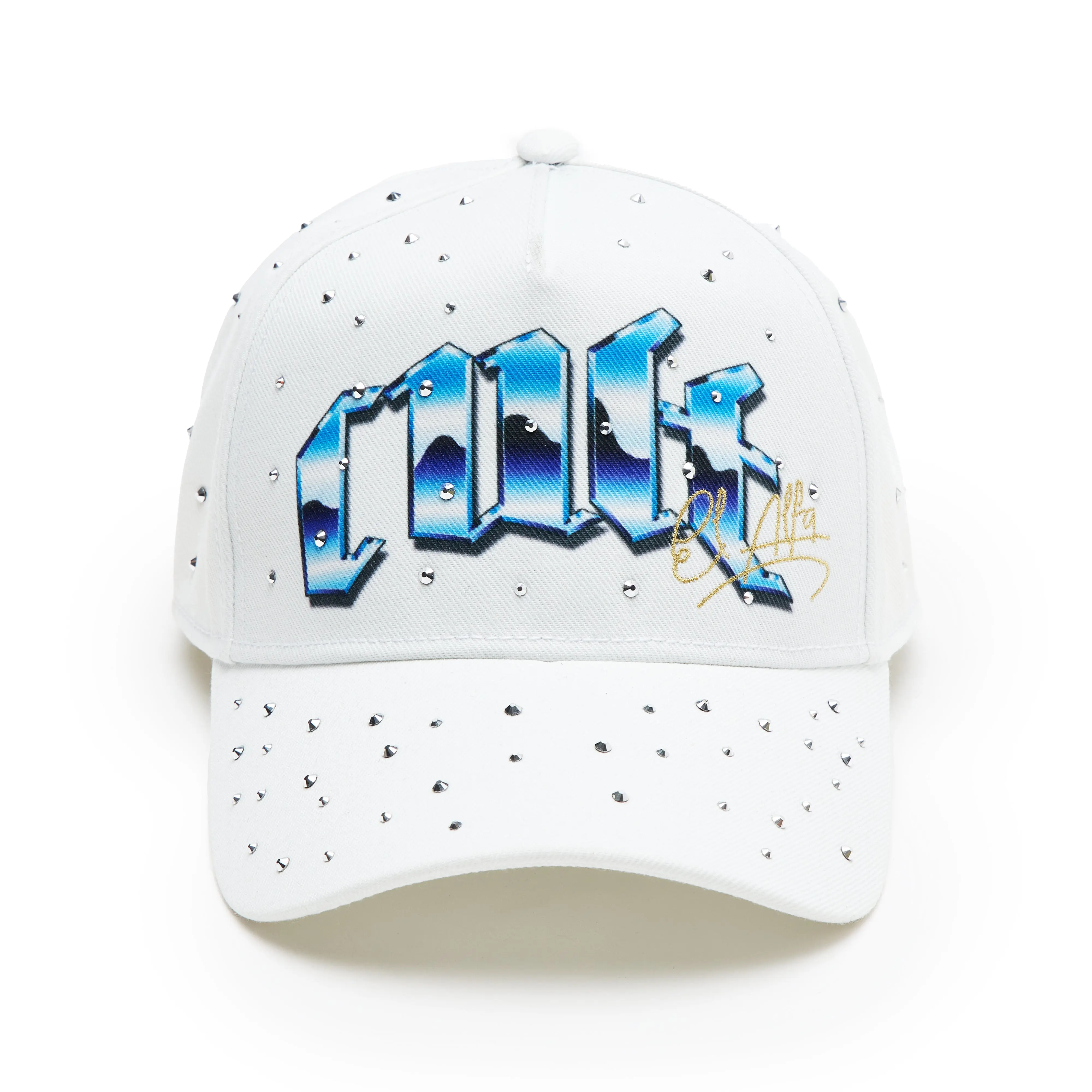 Cult x El Alfa Premium Logo 5 Panel A Frame Trucker Hat "Panther" in Winter White