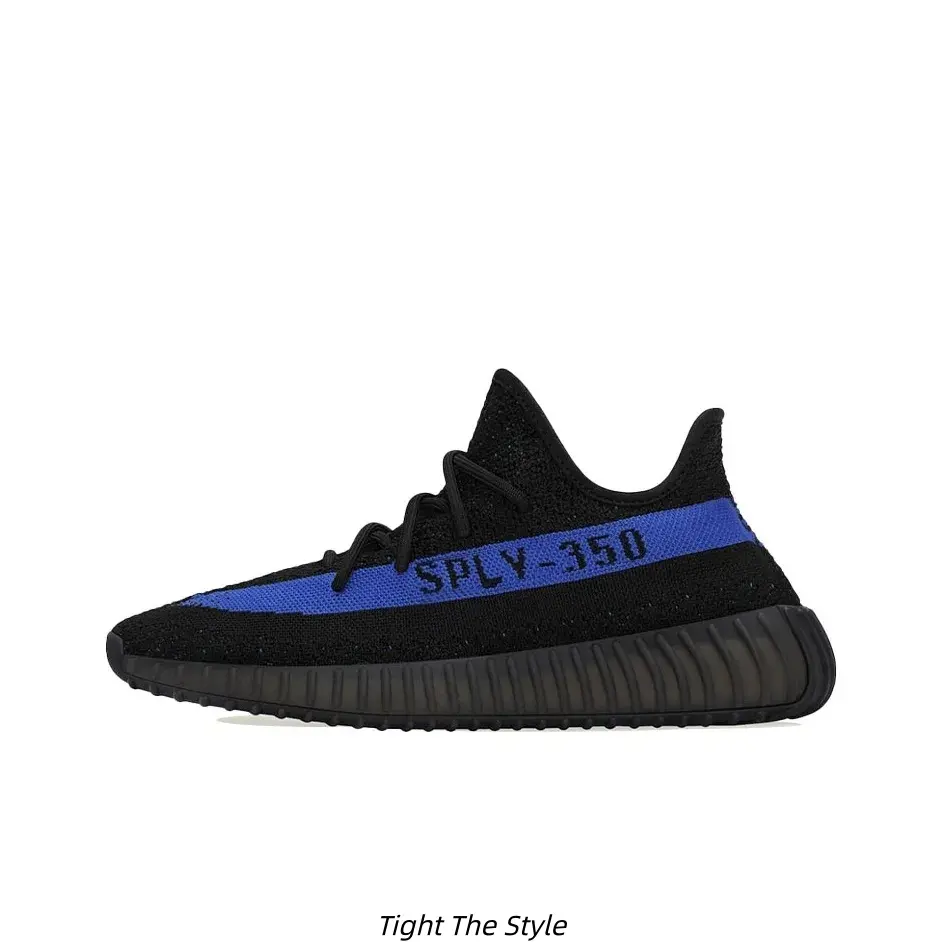 Black Bright Blue Stripe Knit Slip On Casual Running Shoes Chunky Wave Foam Outsole Unisex Daily Athletic Trainers
