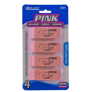 Pink Bevel Eraser 4Pack