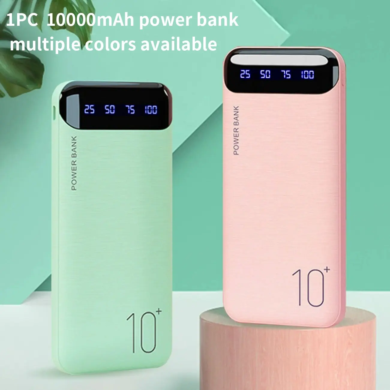 1pc 10000mah Portable Battery Power Bank Dual Output USB-A 10w Fast Charging Type-C Input Compatible with iOS Android iPhone Samsung Xiaomi Huawei Portable Powerbank