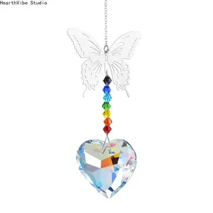 Butterfly Crystal Suncatcher Hanging Crystal Rainbow Maker For Window Home Garden Decoration