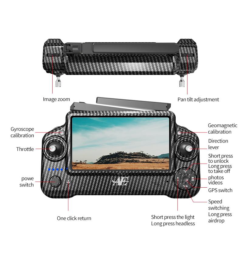 GPS Drone with Payload Drop (≤1.1lb), 4K Dual Camera, 3-Axis Gimbal, 7.2'' Screen Controller, 360° Obstacle Avoidance, 45Min Flight Time, Brushless Motor, Optical Flow, Foldable RC Quadcopter with 2 Batteries & Carry Case for Adults & Beginners