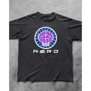 RETRO N.E.R.D. '02 MERCH 'BRAIN LOGO' HEAVYWEIGHT BLACK T-SHIRT