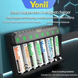 8 Slot Battery Charger Home Use, Supports Aa and Aaa Batteries, Efficient Charging Solution for Household Needs