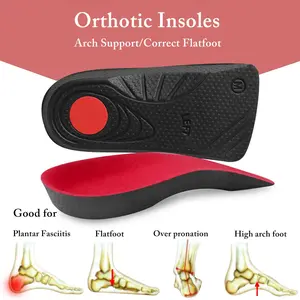 3/4 Length Orthotic Insoles, Arch Support Shoe Inserts for Plantar Fasciitis, Flat Foot, Overpronation, High Arch, Shock Absorption Heel Cushion Pads for Men & Women, Relief Foot Pain for Long Time Standing